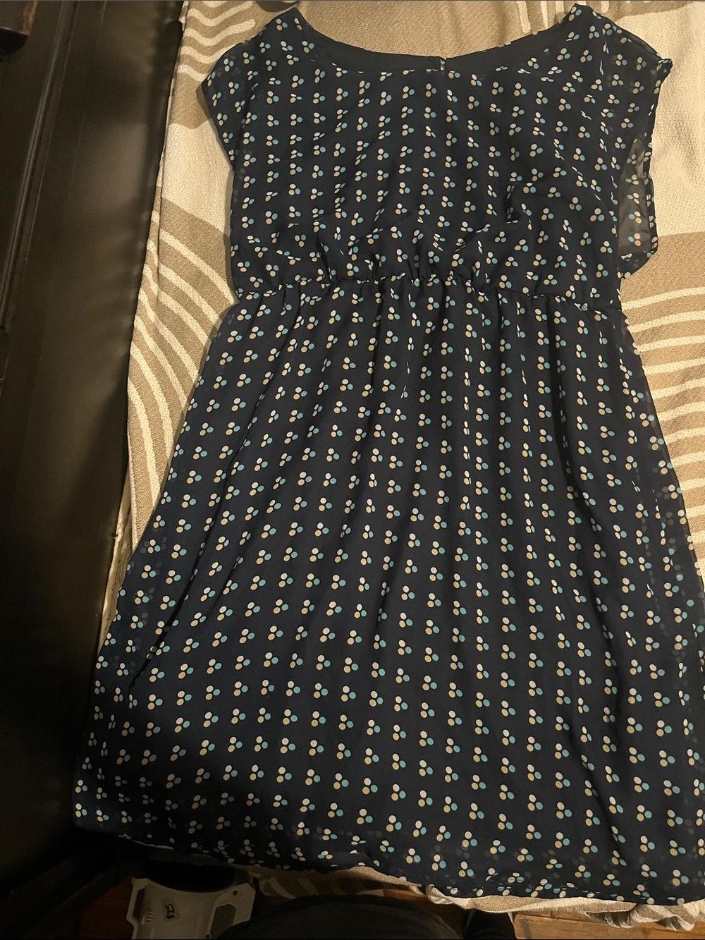 Maurices Navy Blue Dot Floral Fit & Flare Dress